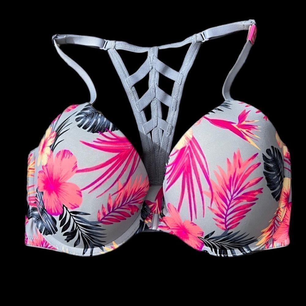 Victoria’s Secret Pink Wear Everywhere Push Up Racerback padded multicolor 32DD